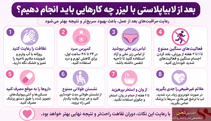 مراقبت هایی بعد از لابیاپلاستی با لیزر